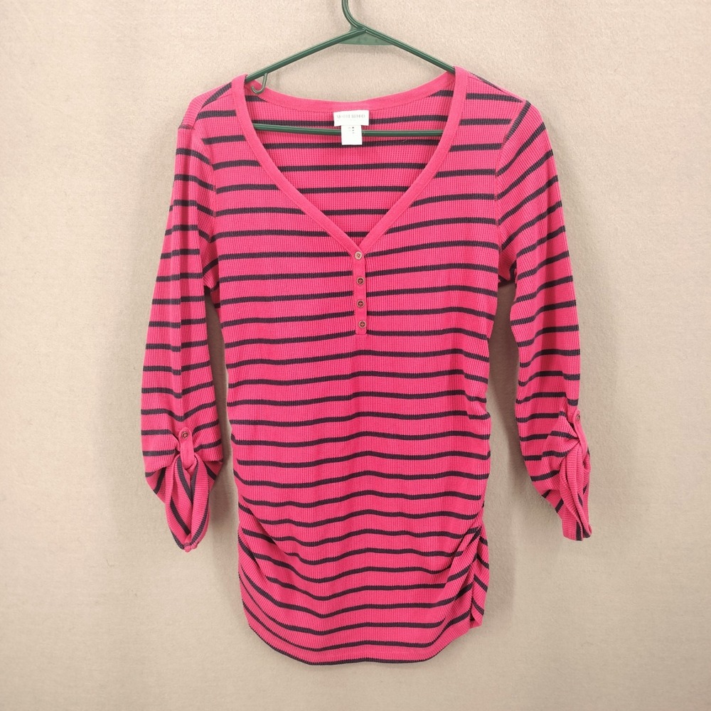 Motherhood Maternity Shirt Womens Size M Thermal Henley Long Sleeve Pullover Top